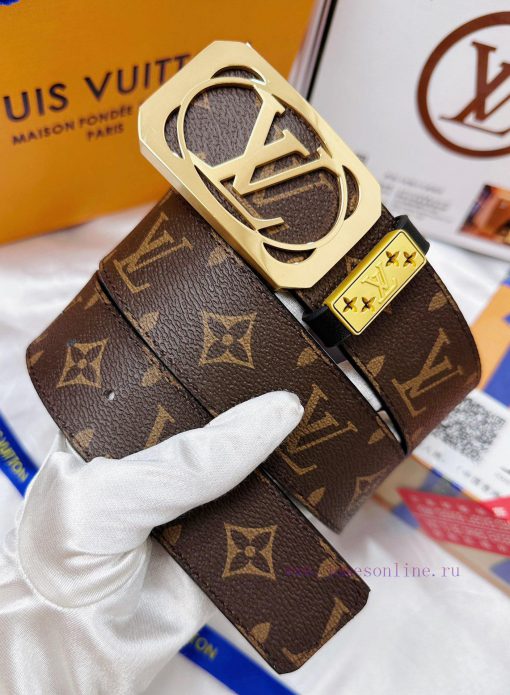 Belt LV Louis Vuitton's top tier replicaThe waistband is made of 100% cowhide, ensuring genu gv71rm9t - Image 3