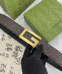 Gucci men's floral leather belt 40mm double-sided imported top layer leather compression can muysfmbt