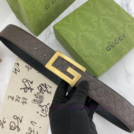 Gucci men's floral leather belt 40mm double-sided imported top layer leather compression can muysfmbt