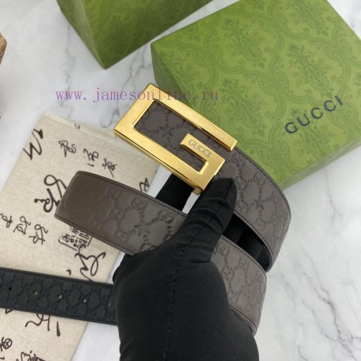 Gucci men's floral leather belt 40mm double-sided imported top layer leather compression can muysfmbt - Image 3