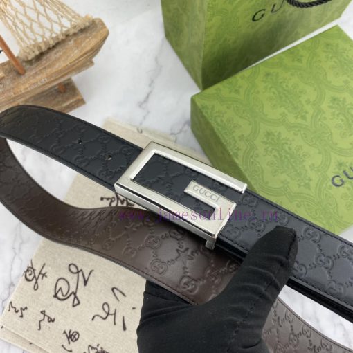 Gucci men's floral leather belt 40mm double-sided imported top layer leather compression can 17n0dn4b - Image 3