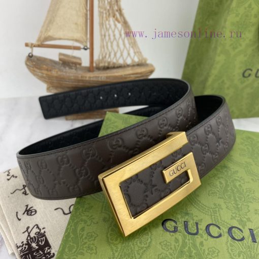 Gucci men's floral leather belt 40mm double-sided imported top layer leather compression can muysfmbt - Image 8