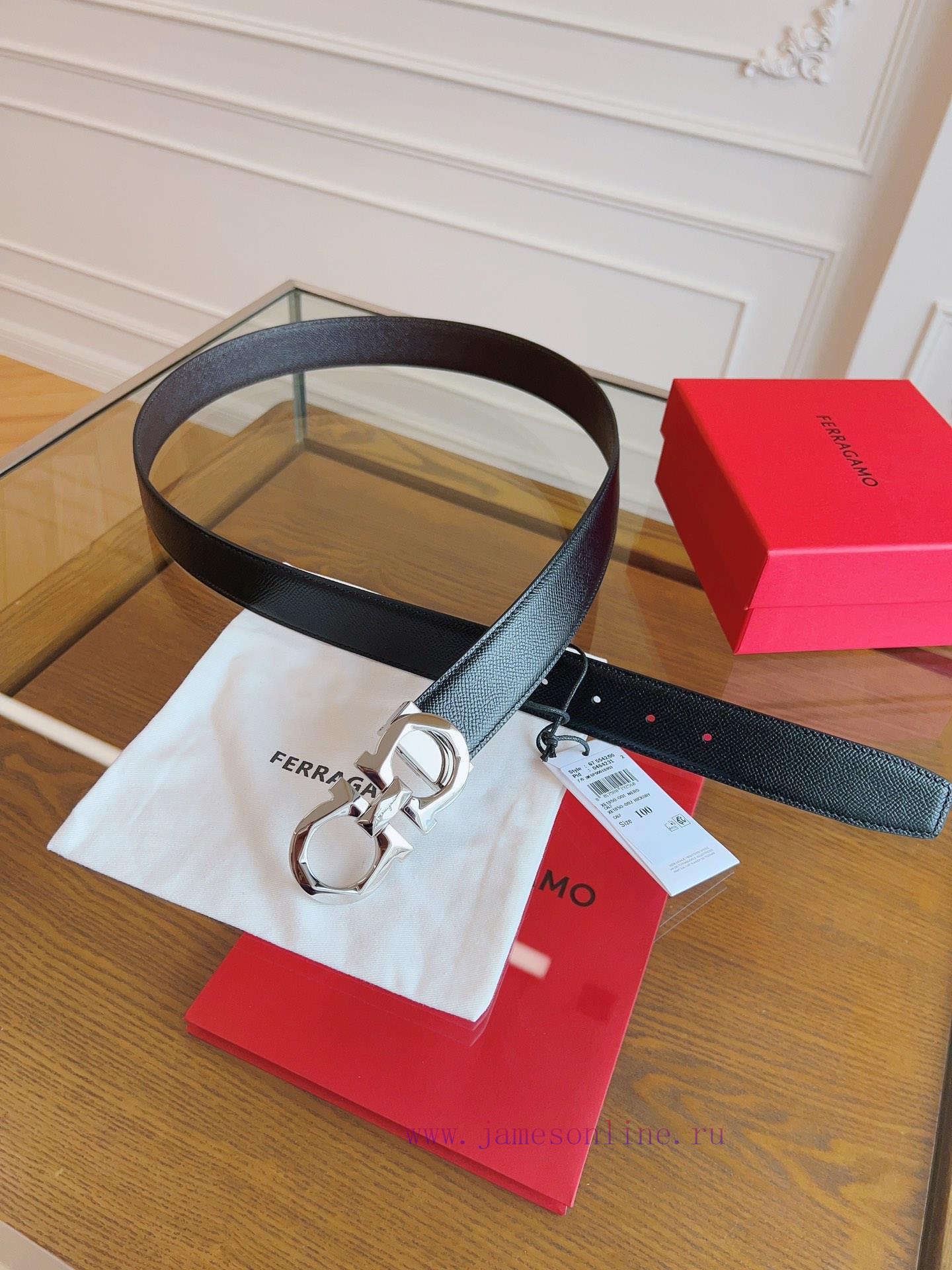Ferragamo. FerragamoNew full width 3.5cm high-end customized men's belt double-sided importe eikax16t - Image 7