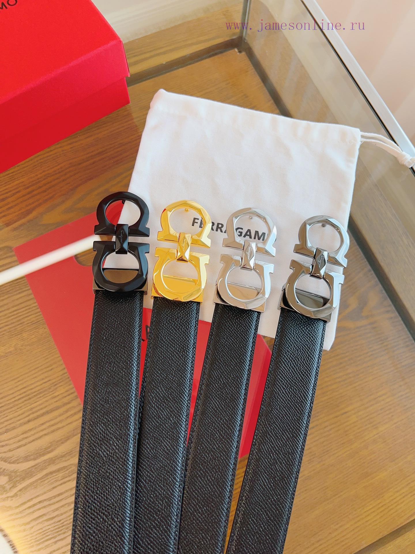 Ferragamo. FerragamoNew full width 3.5cm high-end customized men's belt double-sided importe eikax16t - Image 8