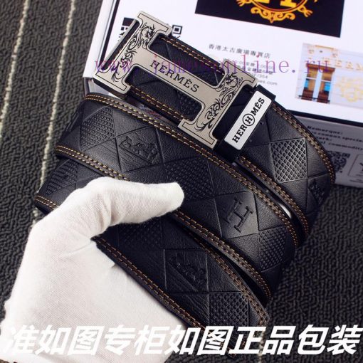 Hermes Her..mes️Identify and receive a punch as a giftMaterial: 100% head layer cowhide belt 53yelgry - Image 3
