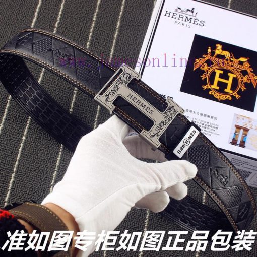 Hermes Her..mes️Identify and receive a punch as a giftMaterial: 100% head layer cowhide belt 53yelgry - Image 4