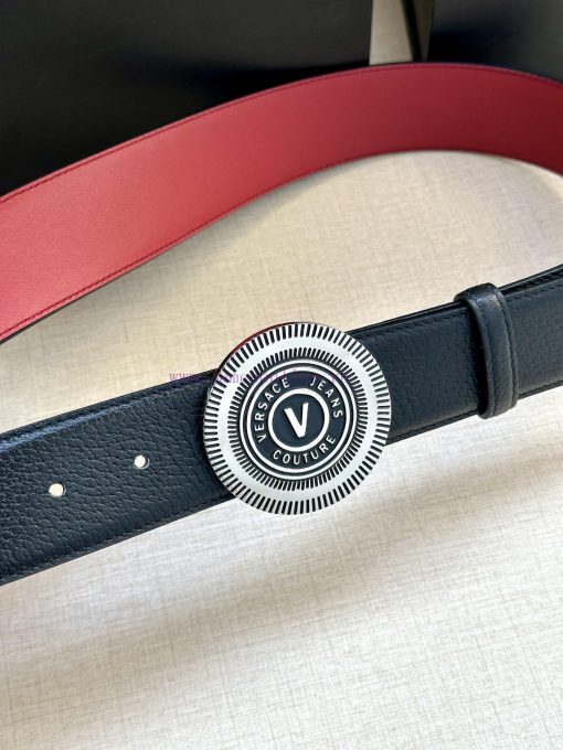 3.8cm Width Versace JEANS COUPURE Leather V-EMBLEM Buckle Belt with La Greca accents for a p 6ar15wt8 - Image 3