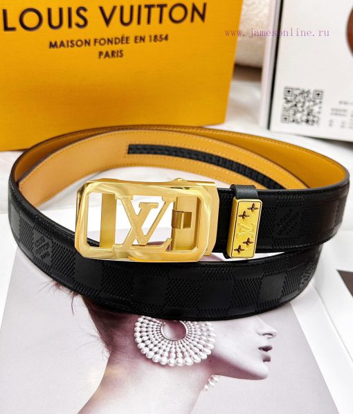 Belt LV Louis Vuitton automatic buckle-Belt replica The automatic belt series is made of 100 h0ckowkw - Image 5