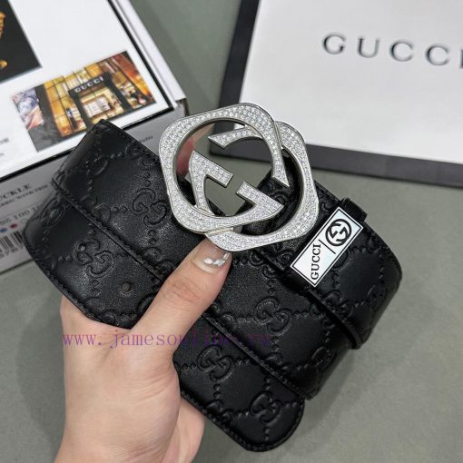 Belt Gucci Gucci ️ Diamond studdedBelt made of 100% head layer cowhide, guaranteed genuine l 688887lm - Image 4