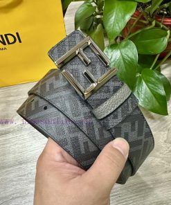 FENDI style with width of 4.0CM, double ring front and back waist belt, FF nail buckle, gray ld0o903o
