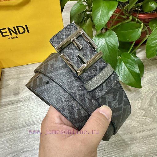 FENDI style with width of 4.0CM, double ring front and back waist belt, FF nail buckle, gray ld0o903o - Image 2