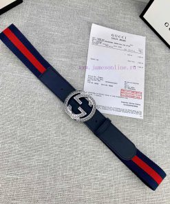 Width 3.8cm G U C C I classic canvas woven belt/embellished with small leather cow at the he b9v6s2gh