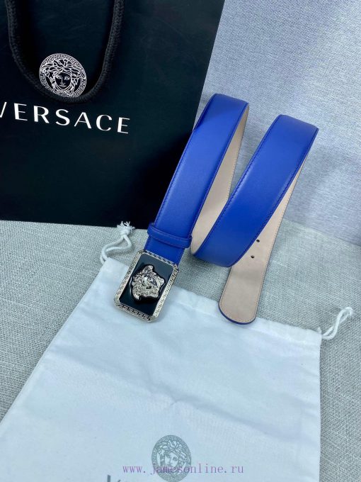 Width 3.8cm Versace This belt is crafted from high-quality leather and features a white/gold tr7crflk - Image 9