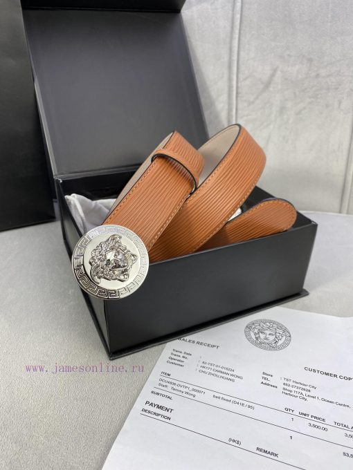 P Width 4.0cm Versace This water ripple waistband is adorned with the iconic Versace Medusa 03vc4d8w - Image 3