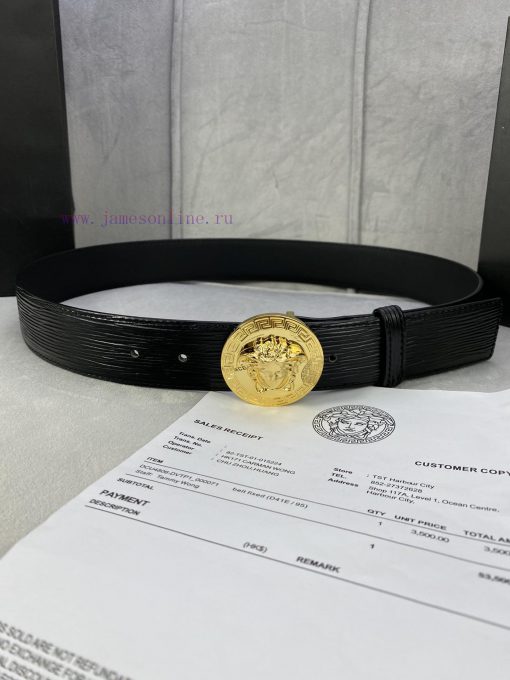 P Width 4.0cm Versace This water ripple waistband is adorned with the iconic Versace Medusa ihh2vjt8 - Image 2