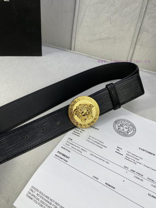 P Width 4.0cm Versace This water ripple waistband is adorned with the iconic Versace Medusa ihh2vjt8 - Image 4