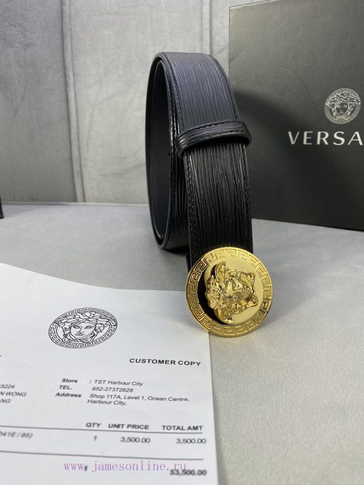 P Width 4.0cm Versace This water ripple waistband is adorned with the iconic Versace Medusa ihh2vjt8 - Image 6