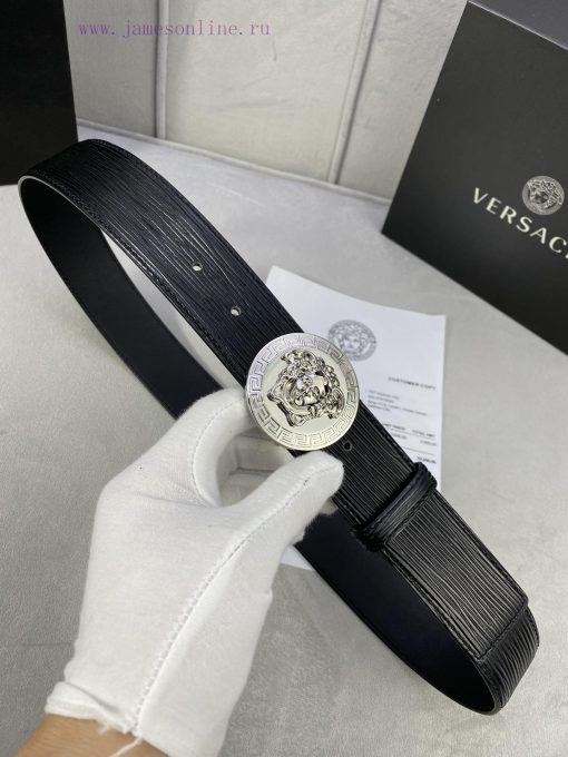 P Width 4.0cm Versace This water ripple waistband is adorned with the iconic Versace Medusa ihh2vjt8 - Image 7
