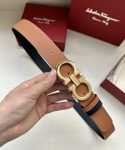 Ferragamo size 34mm premium buckle, vacuum plated, finely crafted with natural lychee patter uksht59w