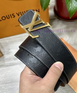 LV. Louis Vuitton 40MM wide double-sided original calf leather with a single ruthenium palla 5pfmx2rn