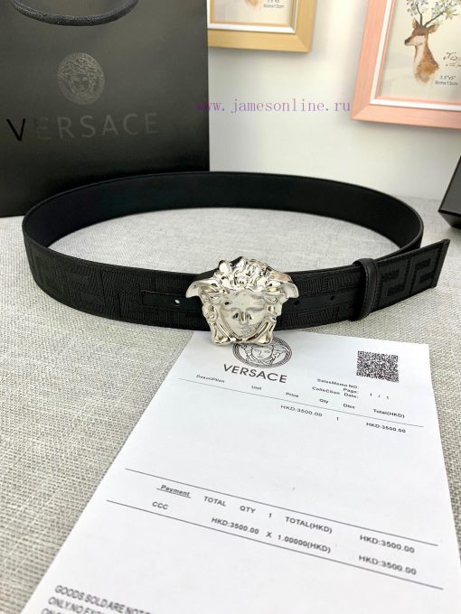 P Width 4.0cm Versace This canvas patterned leather waistband is adorned with the iconic Ver x39ji1l1