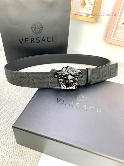 P Width 4.0cm Versace This canvas patterned leather waistband is adorned with the iconic Ver 1v2f4hct - Image 2