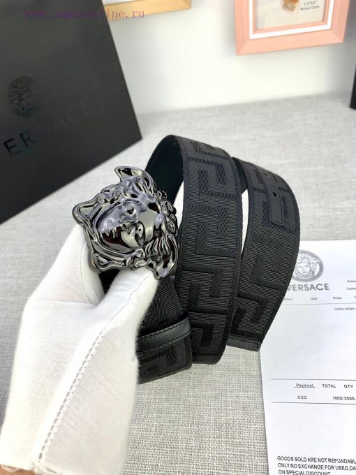 P Width 4.0cm Versace This canvas patterned leather waistband is adorned with the iconic Ver 1v2f4hct - Image 3