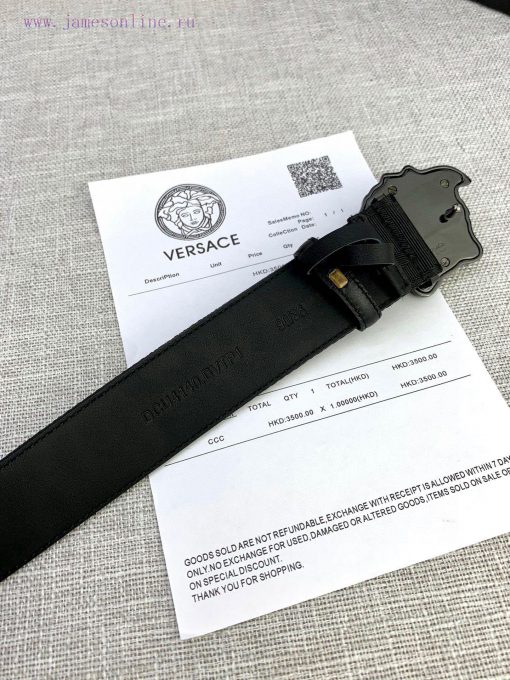 P Width 4.0cm Versace This canvas patterned leather waistband is adorned with the iconic Ver 1v2f4hct - Image 7