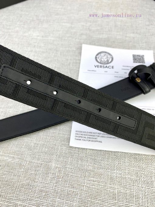 P Width 4.0cm Versace This canvas patterned leather waistband is adorned with the iconic Ver 1v2f4hct - Image 8