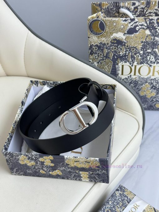 Dior 3.0cm belt with double-sided original cowhide and CD signature buckle 24abzqad - Image 5