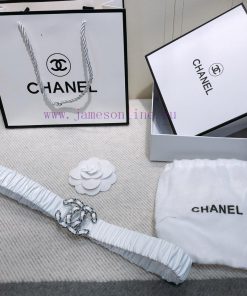 Chanel CC rhinestone logo buckle plastic waist elastic sheepskin waistband with a width of 3 5d7jgycm