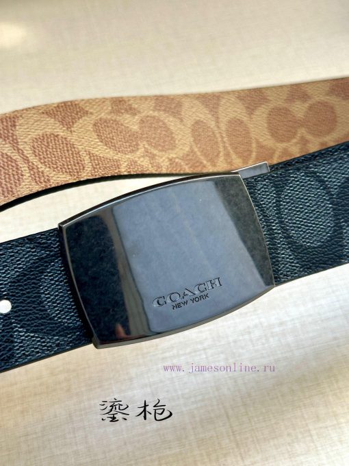 The COACH double-sided belt with a width of 3.8cm is made of classic logo canvas material on m9gsyxss - Image 3