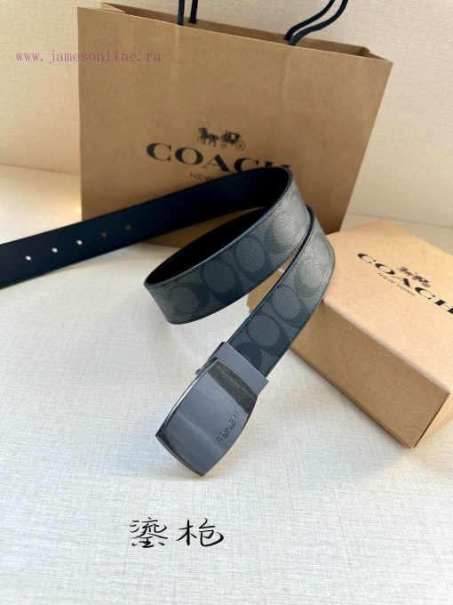 The COACH double-sided belt with a width of 3.8cm is made of classic logo canvas material on lcfrqh94 - Image 6