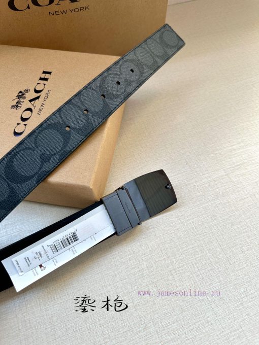 The COACH double-sided belt with a width of 3.8cm is made of classic logo canvas material on lcfrqh94 - Image 7