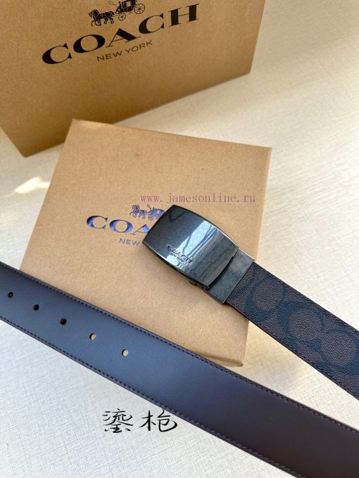 The COACH double-sided belt with a width of 3.8cm is made of classic logo canvas material on yst37trx - Image 7
