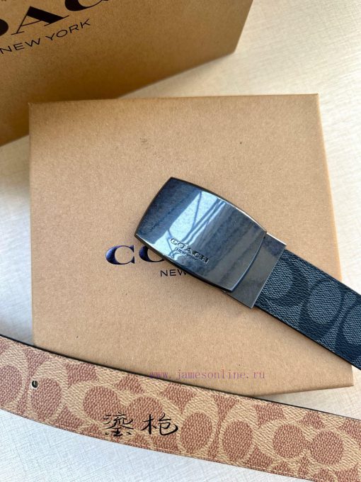 The COACH double-sided belt with a width of 3.8cm is made of classic logo canvas material on m9gsyxss - Image 7