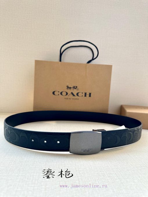The 3.7cm wide COACH double-sided belt is made of sports calf leather and comes with a class kj9egb54 - Image 2