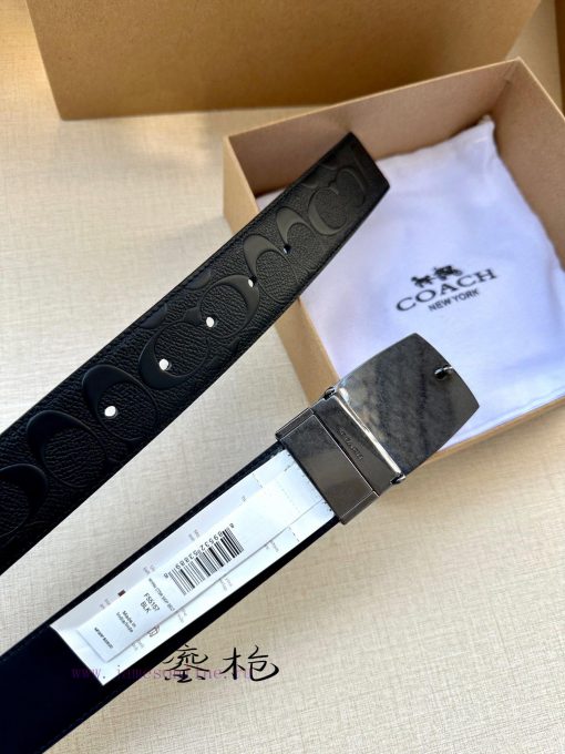 The 3.7cm wide COACH double-sided belt is made of sports calf leather and comes with a class kj9egb54 - Image 7
