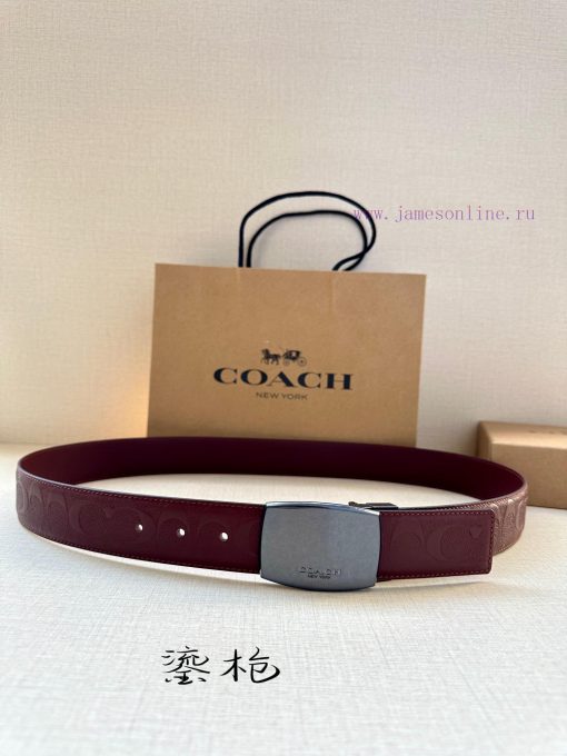 The 3.7cm wide COACH double-sided belt is made of sports calf leather and comes with a class 2ssn66of - Image 2