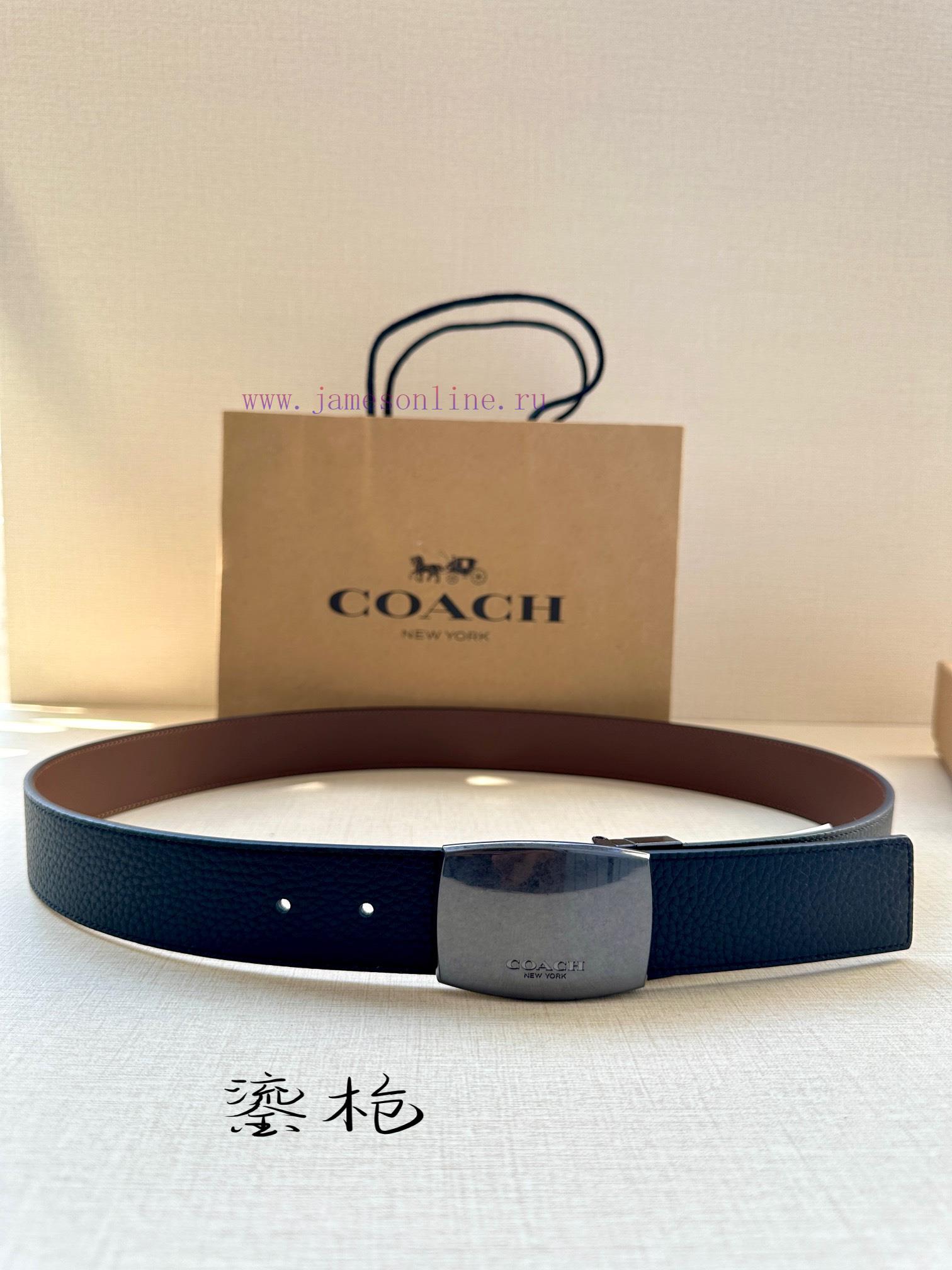 The 3.7cm wide COACH double-sided belt is made of sports calf leather and comes with a class octbvwlo - Image 2