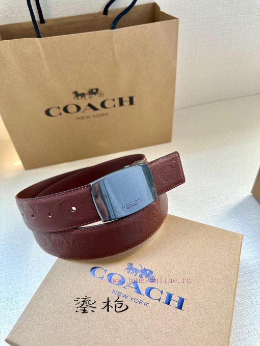 The 3.7cm wide COACH double-sided belt is made of sports calf leather and comes with a class 2ssn66of - Image 5