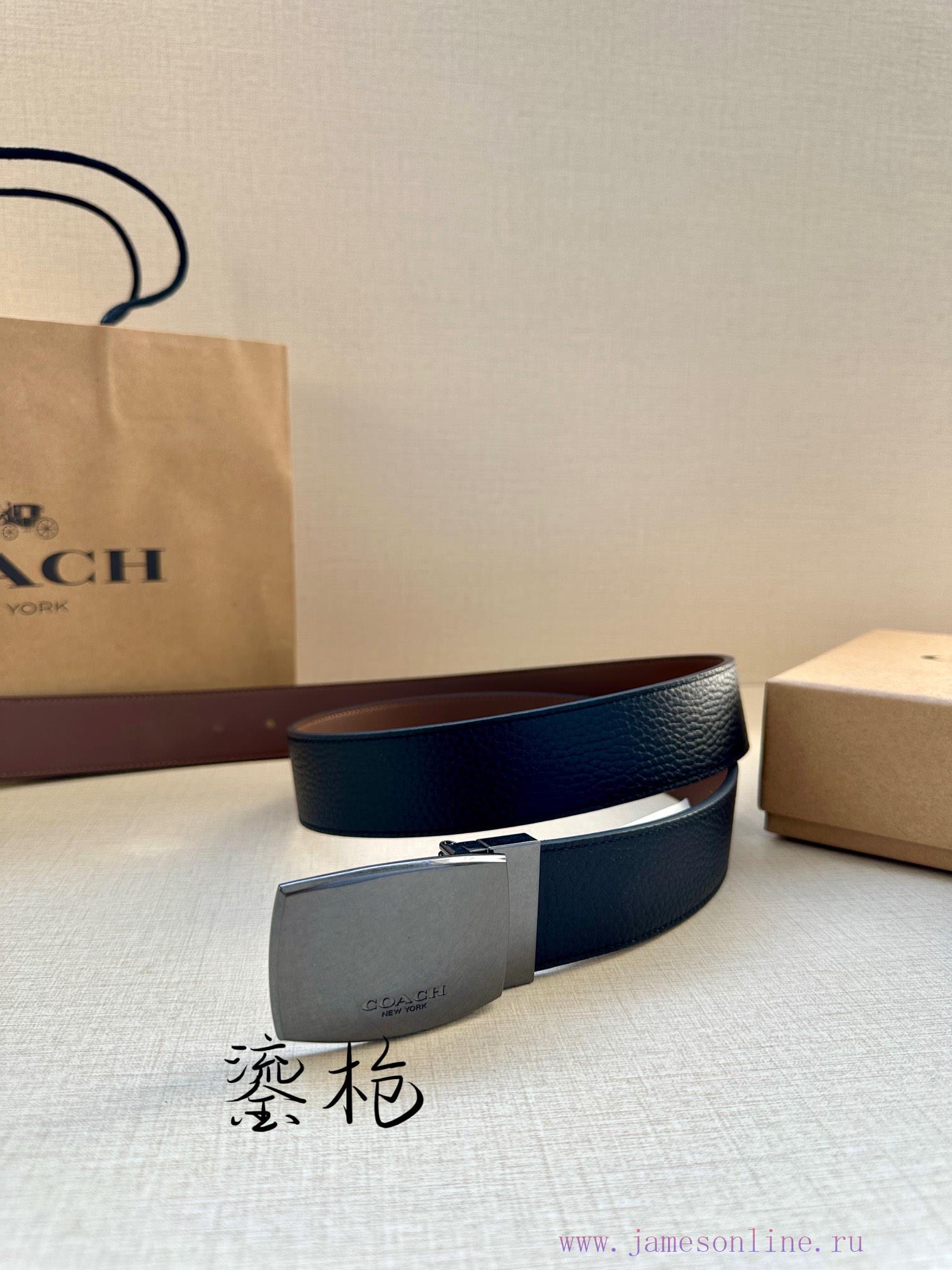 The 3.7cm wide COACH double-sided belt is made of sports calf leather and comes with a class octbvwlo - Image 4