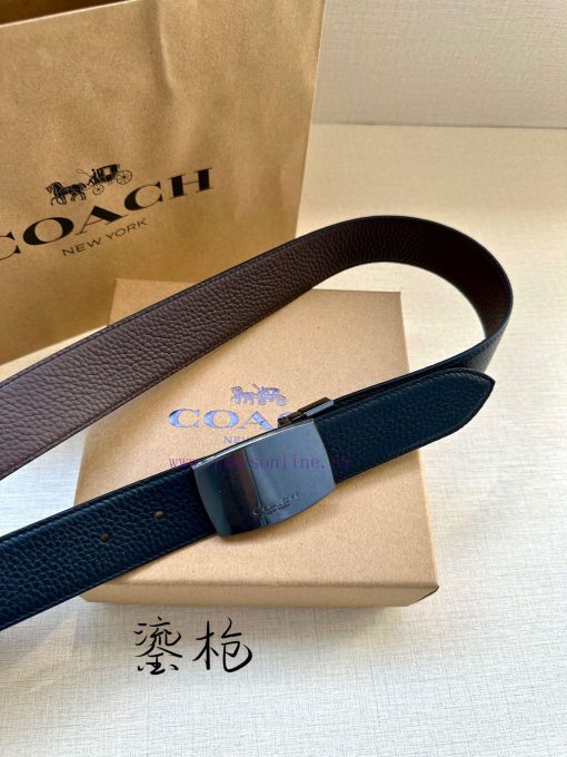 The 3.7cm wide COACH double-sided belt is made of sports calf leather and comes with a class ser7ueee - Image 3