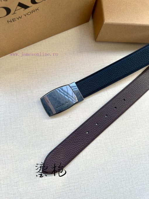 The 3.7cm wide COACH double-sided belt is made of sports calf leather and comes with a class ser7ueee - Image 5
