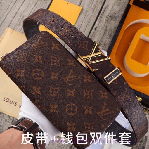 LV. Yilu Weideng Double Piece SetWooden box, belt+wallet, two-piece setGrade: Italian import 39wb2mi1 - Image 3