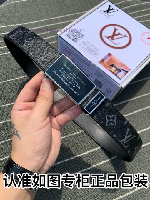 Belt LV Louis Vuitton automatic buckle-The waistband is made of 100% imported original cowhi 25qw13n4 - Image 6