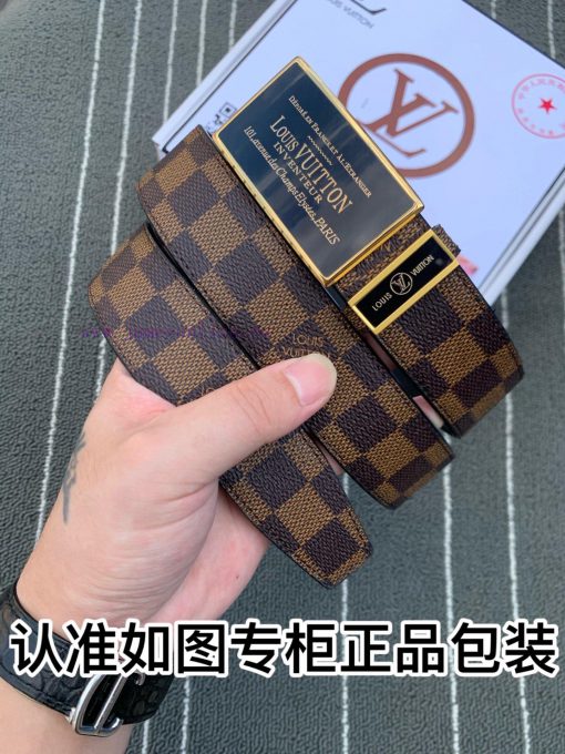 Belt LV Louis Vuitton automatic buckle-The waistband is made of 100% imported original cowhi rrv4jhwe - Image 4