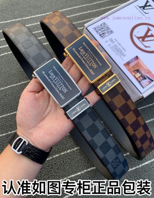 Belt LV Louis Vuitton automatic buckle-The waistband is made of 100% imported original cowhi rrv4jhwe - Image 9