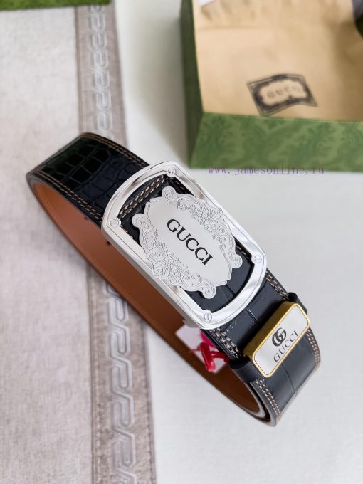 Gucci Gucci Belt ️ BeltHanging buckle, pure steel material buckle head, top layer cowhide, p qihcu9la - Image 5