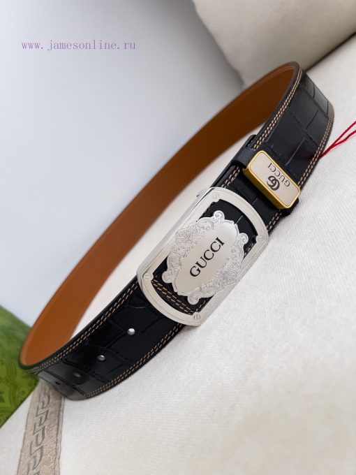 Gucci Gucci Belt ️ BeltHanging buckle, pure steel material buckle head, top layer cowhide, p qihcu9la - Image 7